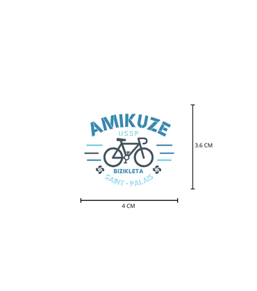 Sticker Amikuze Velo 4/3,6 Blanc et Bleu